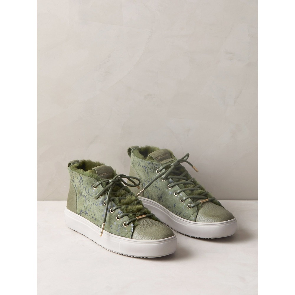 Blackstone Shoes Womens Sz 8.5 Green Shearling Lined Nubuck Leather High Sneaker